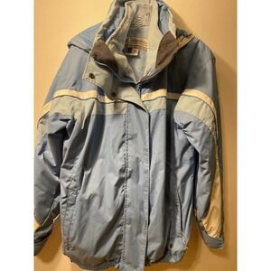 COLUMBIA Core Interchange Insulated Ski Coat Jacket Size Large Blue Hood